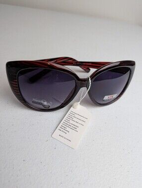 VOX Women's Dark Red Burgundy Oversized Cat Eye Polycarbonate Sunglasses UV400